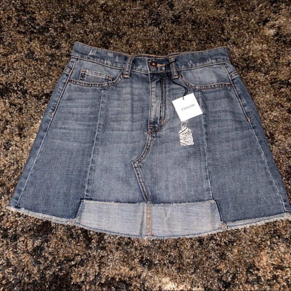 Sneak Peek High Low Denim Mini Skirt